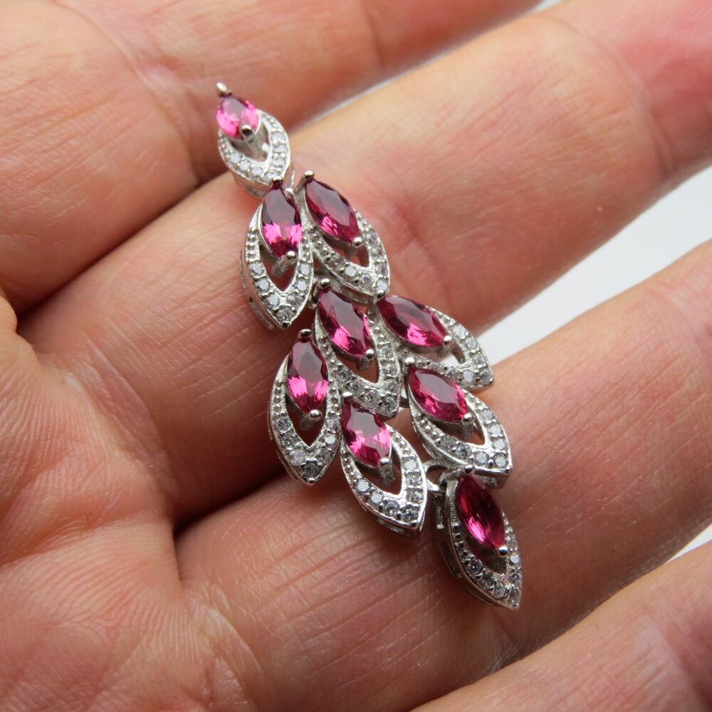 Sterling Silver Diamond Ruby Pendant - image 2